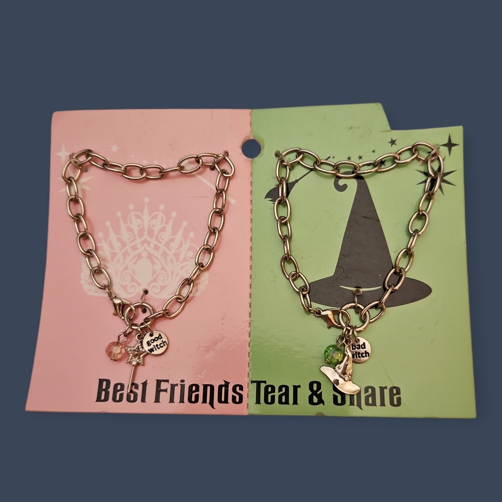 3/$30 Best Friends Good & Bad Witch Wicked Tear & Share Bracelet Set